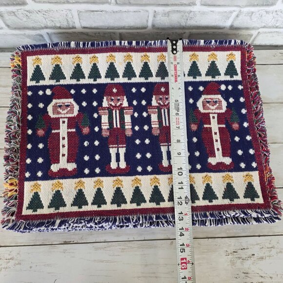 Vintage 12 Tapestry Placemats Nutcracker Santa Homespun Cottage Grandmacore - Picture 2 of 5